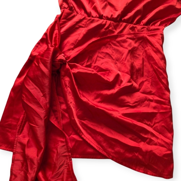 NWT Klesis Satin Red Mini Dress, Size Small - Picture 3 of 8